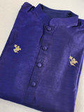 A Royal blue kurta with all over zardosi work buttas