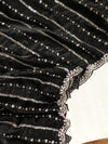 Falling organza saree in black with all over sequins work