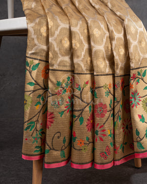 Golden Kota Silk Saree with a beautiful paithani border saree