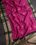 Kanchipattu saree in the most beautiful festive colors of hot pink and green