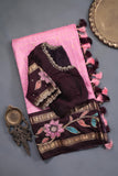 Timeless Gadwal saree with floral appliqué work
