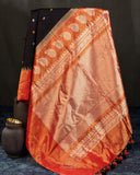 Black Gadwal saree with tissue border and pallu