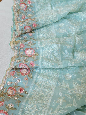 Chikankari georgette saree in blue