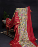 Kalamkari print on mysore crepe silk saree
