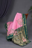 Timeless Gadwal saree with floral appliqué work