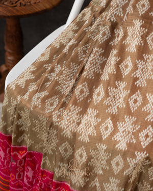 Twill Patola saree in a lovely shade of light brown and red