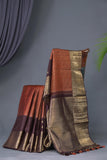 Kanjeevaram Saree in Plum with burnt orange combo