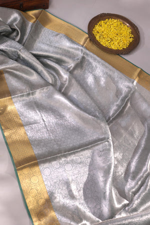 Regal Tissue Brocade saree in refreshing green