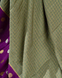 Mysore crepe silk saree in a lovely color combo of pastel green and purple