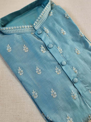 Pastel Aqua Blue kurta with beautiful thread work buttas all over