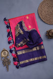 Kanjeevaram silk saree in a lovely rani pink shade