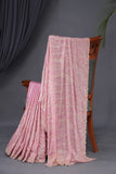 Blush Pink Satin Georgette Cocktail saree