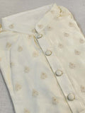 Cream chanderi silk kurta with thread embroidered buttas