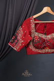 Classic red and regal gold mysore crepe silk saree