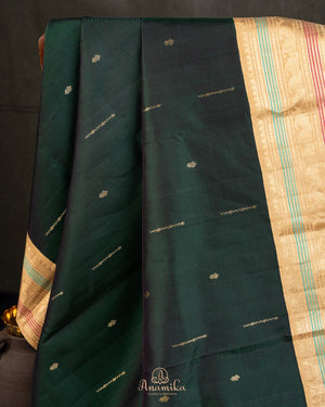 Pure kanjeevaram Pattu saree in emerald green