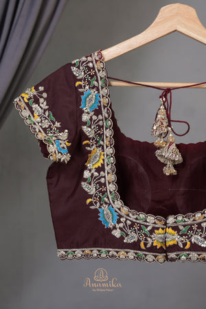 Timeless Ikkat patola elegance in rich chocolate brown