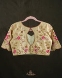 Kanchi soft silk saree in peach pink