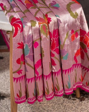 Paithani Tusser Georgette in a new shade of purplish pink