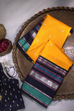 Kanjeevaram saree in a stunning shade of yellow and black