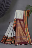 Gadwal Pattu saree in grey and brown