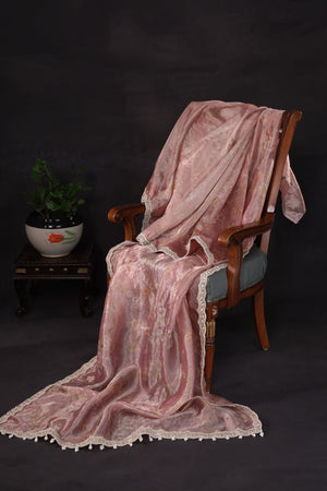 Onion pink organza tissue saree
