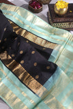 Kanjeevaram in black and sea green combination
