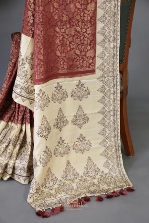 Tmeless kanjeevaram in a maroon shade