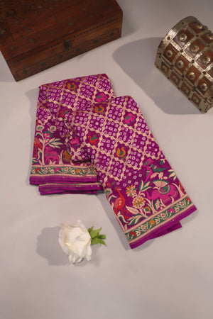 Purple shaded Bandini Georgette saree