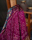 Kalamkari and Bandini fusion on modal silk