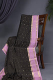 Mysore crepe silk saree in a lovely black and blush pink combo