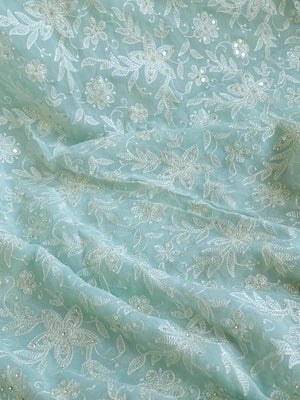Chikankari georgette saree in blue