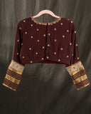 Mysore crepe silk saree in a lovely color combo of orange and brown