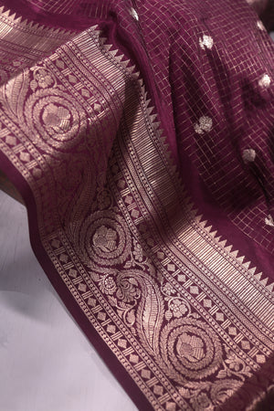 Kanchi soft silk saree in a lovely shade of dark magenta purple
