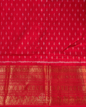 Orange Twill Silk Saree with a beautiful kanchi border