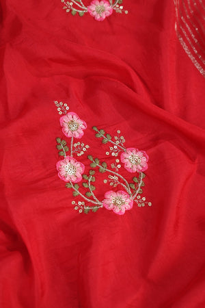 Soft Silk Saree in red at a budget friendly price