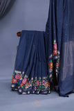 Soft Tussar with a contemporary elegance- Navy Blue