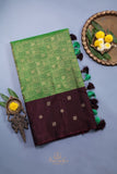 Regal Wine-Maroon & Emerald Green Kanjeevaram Silk Saree