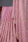 Blush Pink Satin Georgette Cocktail saree