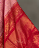Light baby pink Kanchipattu saree with a contrast dark pink border