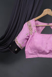 Mysore crepe silk saree in a lovely black and blush pink combo