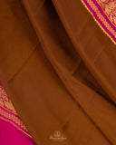 Mysore crepe silk saree in a lovely color combo of earthy brown and magenta