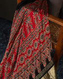 Beautiful black ajrak saree on modal silk