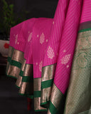 Kanchipattu saree in the most beautiful festive colors of hot pink and green