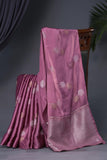 Mashru crepe silk saree in pink