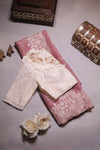 Elegant Crush Tissue saree in pink with a stunning mirror work blouse