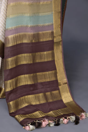 Mysore crepe silk saree in pretty pastels