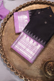 A beautiful vintage styled Gadwal in a unique black and lavender shade.