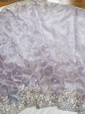 Soft organza saree with all over sequins embroidery