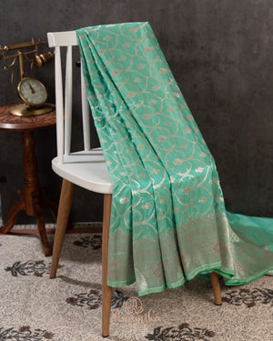Banarasi Silk Saree in a lovely pastel aqua green shade