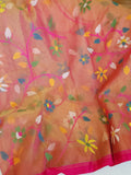 Peach Jamdaani saree with a beautiful bandini blouse